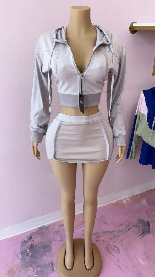 Ash Grey Skirt Set